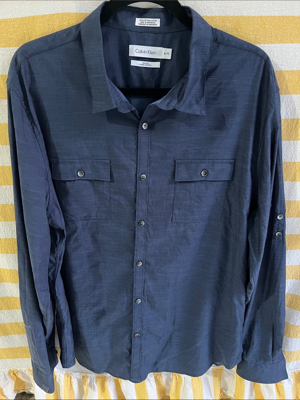 Calvin Klein Dark Navy Long-Sleeve Button Shirt